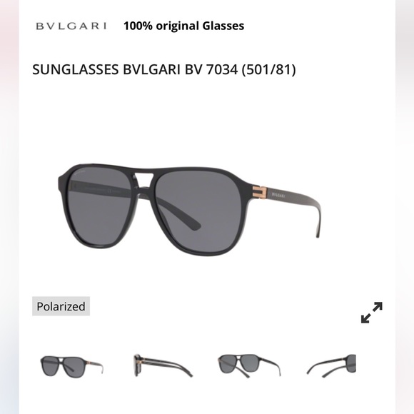 Bvlgari DIAGONO BV 7034 Black/Grey Polarized (501/81) Sunglasses - Picture 2 of 6